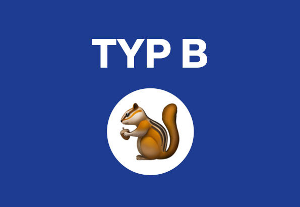 Bild: TYP B und ein Eichhörnchen Icon auf blauem Hintergrund
